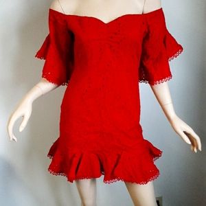 Luxxel red eyelet mini dress